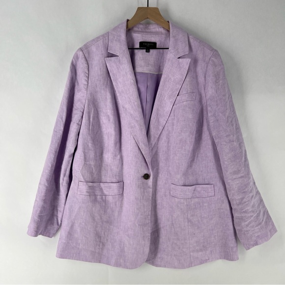 Talbots Jackets & Blazers - Talbots Plus Size 20W Purple Linen 1 Button Blazer Lightweight Breathable